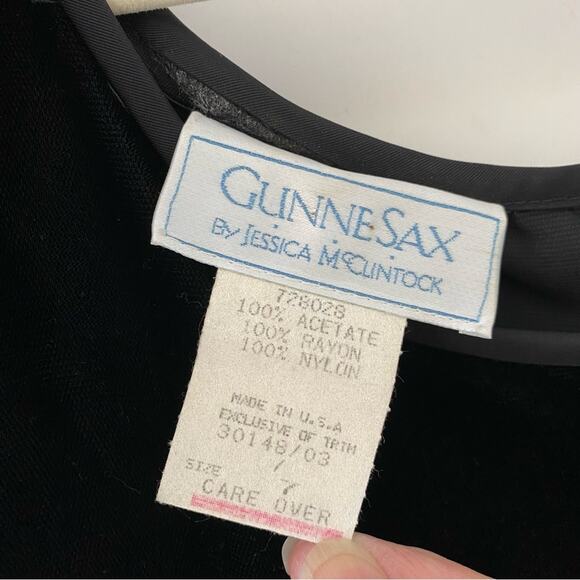 VTG Gunne Sax Jessica McClintock Black Velvet 80s Formal Dress Sz 7 Goth - Picture 7 of 10